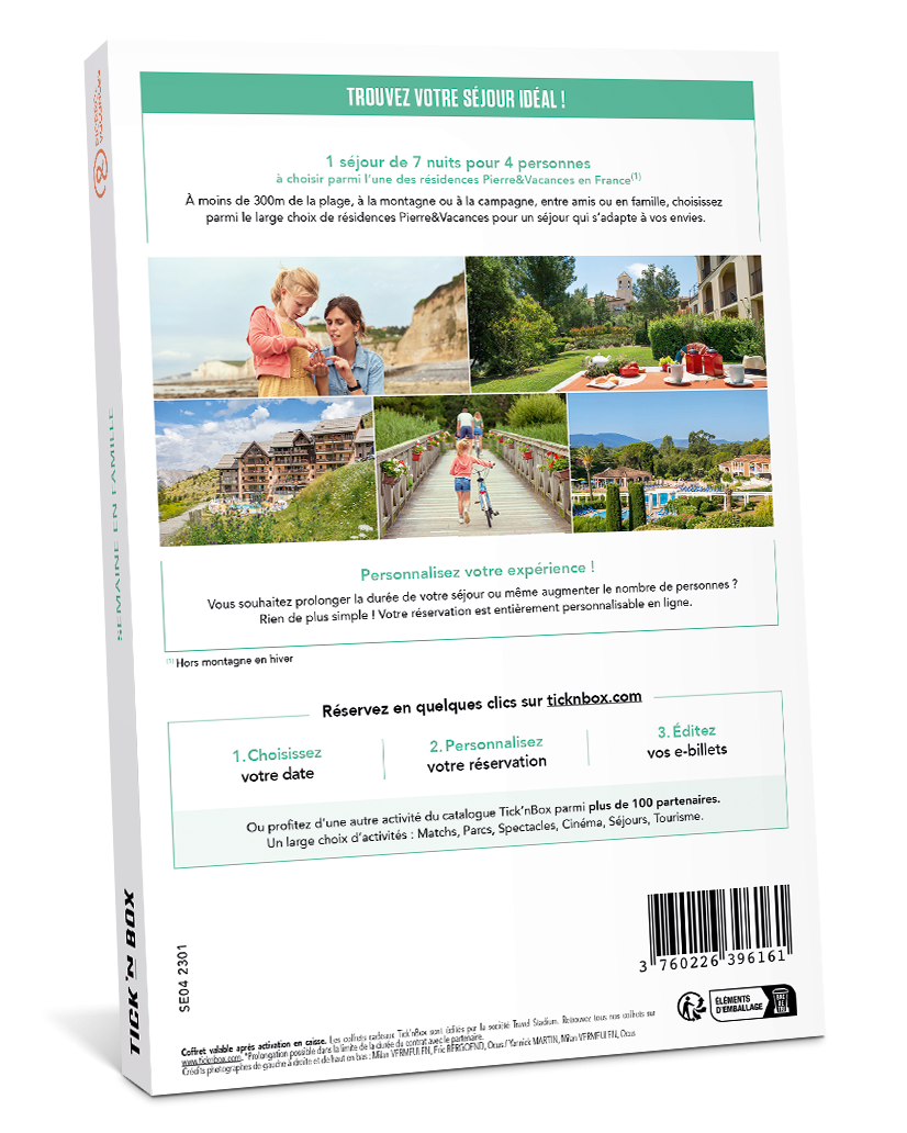 Coffret cadeau Pierre & Vacances - Semaine en Famille